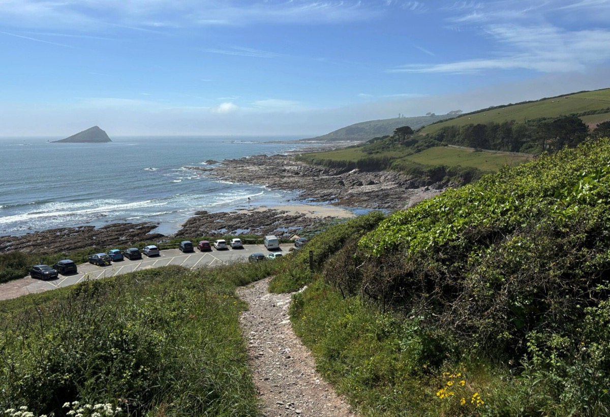 The coast path above Wembury, looking out to the Mewstone